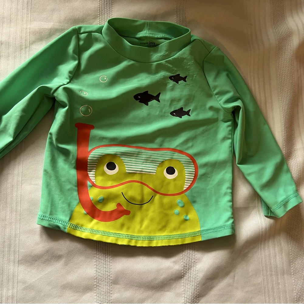 Carters Kids Swim Rash Guard - Green with Fish Desig size 12mths